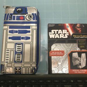 r2d2 wallet and metal earth tie fighter